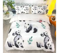 NUEYSP Set Copripiumino una Piazza e Mezza Panda Bambina Bambini Copripiumino 200x200 con Cerniera Caldo Morbido Anallergica Microfibra Copripiumini e 2 Federe 50x80 cm