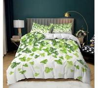 NUEYSP Set Copripiumino una Piazza e Mezza Pianta verde Bambina Bambini Copripiumino 200x200 con Cerniera Caldo Morbido Anallergica Microfibra Copripiumini e 2 Federe 50x80 cm