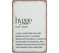 Nufar Hygge - Targa decorativa rettangolare in latta da 14 x 20 cm, montaggio a parete, elegante, vintage, scandinavo, amore, camera da letto