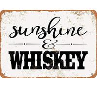 Nufar Targa in metallo da parete in metallo con motivo "Sunshine and Whisky", stile vintage, decorazione per interni ed esterni, decorazione per la casa, accessori per porte e stanze, poster regalo