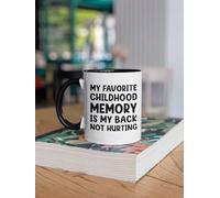 Nufar Tazza con scritta in inglese "Bad Back Pain Mugs, My Favorite Childhood Memory is my Back Not Hurting", divertente tazza da caffè rotta, tazza da tè in ceramica da 325 ml, de30cC59