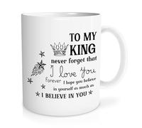 Nufar Tazza da caffè in ceramica, con scritta "To My King", 325 ml