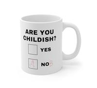 Nufar Tazza da caffè in ceramica da 325 ml, con scritta in inglese "Are You Childish?", divertente tazza da caffè, 24ja06mbB103