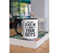 Nufar Tazza in ceramica con scritta "Four Boys You Can't Scare Me I Have Four Boys", 325 ml, de29mbB157