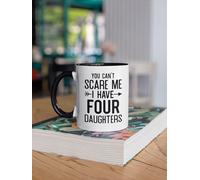 Nufar Tazza in ceramica con scritta "Four Daughters", con scritta in inglese "You Can't Scare Me I Have Four Daughters, Mom of Daughters", 325 ml, de29mbB120