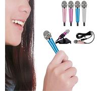 NUFR Mini microfono portatile piccolo microfono con supporto clip, per chattare registrazioni vocali e cantare su iPhone, Android, PC (argento/blu/oro rosa/rosso)
