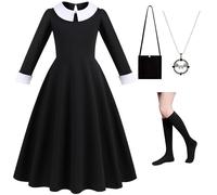 NuGeriAZ Mercoledì Abito da Ragazza per Halloween e Natale, Nero
