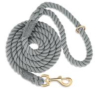 NUGUTIC Guinzaglio per cani in corda da 1,5 m di cotone intrecciato fatto a mano, con chiusura in metallo resistente, per cani di taglia piccola, media e grande, grigio