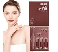 Nuhjytgf Set per Labbra con e Lucidalabbra | Per Labbra A Lunga Durata | Trucco per a | Per Donne, Ragazze, Viaggio, Business, Trasferta, Palco, Appuntamento, Riunione, Shopping