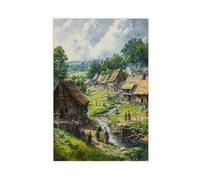 NUIHAGF Poster su tela con villaggio anglosassone, Inghilterra del primo medioevo, decorazione artistica da parete per soggiorno e camera da letto, 40 x 60 cm