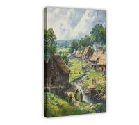 NUIHAGF Poster su tela con villaggio anglosassone, Inghilterra del primo medioevo, decorazione per camera da letto, ufficio, stanza, regalo, 40 x 60 cm