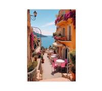 NUIHAGF Stampa artistica su tela, motivo: villaggio della Costa Azzurra, decorazione artistica da parete per soggiorno e camera da letto, 40 x 60 cm