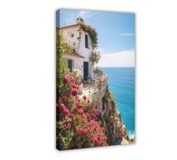 NUIHAGF Stampa fotografica su tela con stampa fotografica della costa greca, decorazione artistica da parete per soggiorno e camera da letto, 50 x 75 cm