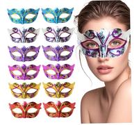 Nuiorfty 12 pezzi maschera per travestimento per donne elegante maschera per travestimento a forma di farfalla dipinta elettrolitica in plastica a metà viso per la festa di carnevale cosplay