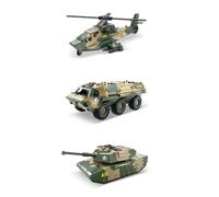 Nuiorfty 3 Pezzi di Veicoli pressofusi in Lega Modelli di Veicoli Militari Giocattoli per Auto con Elicottero da Attacco al carro Armato Set da Gioco per Bambini Piccoli
