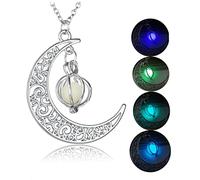 Nuiorfty Collana con ciondolo luminoso Collana con ciondolo a forma di cuore con amore lunare fluorescente per donna 4 pezzi