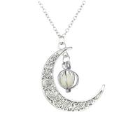 Nuiorfty Collana con Luminosa Collana con Perline a Cuore Rotante Che Illumina al Buio per Donna Blu