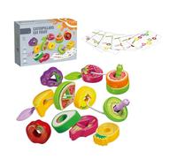 Nuiorfty Perline Allacciate Giocattolo Montessori Doppio Gioco con 12 Perline Abilità motorie e Giochi per Infilare l'Apprendimento dei Colori per Bambini e Ragazze Frutta