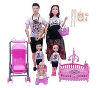 Nuiorfty Set di 6 Bambole per Famiglie Bambola Incinta con articolazioni mobili con Bambino nella Pancia papà e 4 Bambini per l'istruzione e Accessori per la casa delle Bambole