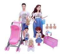 Nuiorfty Set di Bambole per Famiglie Set di Bambole Incinte sicure con papà e 3 Bambini 5 Persone con Accessori per casa delle Fai Finta di Giocare con i Giocattoli per Bambini