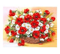 NUISX Diy Ricamo Punto Croce Set Fiori Di Papavero Kit Punto Croce Ricamo Fai Da Te 11Ct 11Ct Principianti Cucito A Mano Cross Stitch Embroidery Starter Kit Per Decorazione Domestica