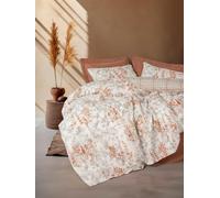 Nuit Des Rêves Cinnamon Ranforce Double Quilt Cover Set (200 x 200 cm), 100% cotone, 2 buste (80 x 80 cm), stampa pigmentata, lavabile in lavatrice, design elegante