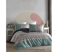 Nuit Des Rêves Cozy & Stylish Bedding - Set di copertine singole, 135 x 200 cm, colore: verde/bianco e marrone/beige | lavabile in lavatrice, con bottoni e chiusura a bottone