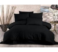 Nuit Des Rêves Elegant Double Quilt Cover Set (200 x 200 cm), Black, 80% cotone, 20% poliestere, include 2 pillowcases (80 x 80 cm), lavabile in lavatrice, 229 thread Count