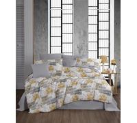 Nuit Des Rêves Elegante set di copertine singole (135 x 200 cm), grigio/bianco/giallo, 50% cotone, 50% poliestere, lavabile in lavatrice a 40 °C, perfetto per le moderne bevande