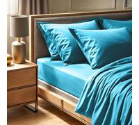 Nuit Des Rêves Lenzuolo con angoli per letto singolo, 100% cotone Ranforce (100 x 200 + 30 cm), turchese, 155 fili, lavabile in lavatrice a 30 °C, morbido e resistente per il massimo comfort