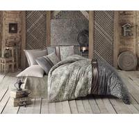 Nuit Des Rêves Luxurious King Quilt - Set di copertine (200 x 220 cm), 65% cotone, 35% poliestere, 2 imbottiglie, lavabile in lavatrice, elegante crema, beige, grigio e rosso chiaro