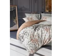Nuit Des Rêves Luxurious Satin Double Quilt Cover Set (200 x 200 cm), grigio | 100% cotone satinato, stampa reattiva, 210 thread Count | Includes 2 pillowcase (80 x 80 cm) con chiusura a bottone