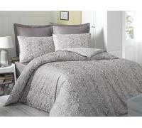 Nuit Des Rêves Luxurious Satin Double Quilt Cover Set (200 x 200 cm), marrone e bianco, 100% cotone, 2 buste (80 x 80 cm), lavabile in lavatrice a 40°C, 210 thread Count