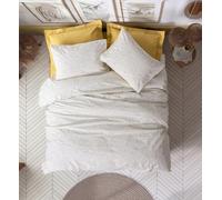 Nuit Des Rêves Mustard Ranforce - Set di copertine singole, 135 x 200 cm e 80 x 80 cm, 100% cotone, motivo pigmentato, lavabile in lavatrice, chiusura a bottone