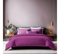 Nuit Des Rêves Premium Ranforce Double Quilt Cover (200 x 200 cm), 100% cotone, viola, chiusura a bottone, 155 thread Count, lavabile in lavatrice a 30 °C, morbido e durevole