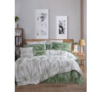 Nuit Des Rêves Premium Ranforce Double Quilt Cover Set (200 x 200 cm), 100% cotone, bianco e verde, include 2 buste (80 x 80 cm), lavabile in lavatrice a 40 °C, Cozy & Stylish Bedding