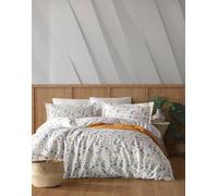 Nuit Des Rêves Ranforce Double Quilt Cover Set (200 x 200 cm), 100% cotone, 145 thread Count, include 2 scatole per cuscino (80 x 80 cm), lavabile in lavatrice, design bianco/arancione/blu
