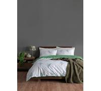 Nuit Des Rêves Ranforce King Quilt Cover Set (200 x 220 cm), 100% cotone, bianco e verde, 2 buste (80 x 80 cm), lavabile in lavatrice, elegante stampa a pigmenti