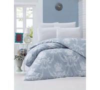 Nuit Des Rêves Ranforce King Quilt Cover Set (200 x 220 cm), 100% cotone, blu e bianco, 2 buste (80 x 80 cm), lavabile in lavatrice, 145 thread Count, chiusura a bottone