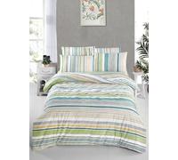 Nuit Des Rêves Ranforce King - Set di copertine trapuntate, 200 x 220 cm, 100% cotone, 145 thread Count, lavabile in lavatrice, Envelope & Button Closure, bianco/verde/grigio/giallo