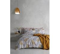 Nuit Des Rêves Ranforce - Set di copertine per trapunta singola, 135 x 200 cm, 100% cotone, grigio e motivo, lavabile in lavatrice, 145 thread Count, Button & Envelope Closure | Elegante e