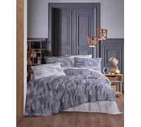Nuit Des Rêves Ranforce - Set di copertine per trapunta singola, XL, 100% cotone, grigio e bianco, 155 x 200 cm e federa 80 x 80 cm | Soft, Durable & Stylish Bedding