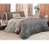 Nuit Des Rêves Set di 200 x 200 cm, 65% cotone, 35% poliestere, 2 custodie imbottite (80 x 80 cm), lavabile in lavatrice, elegante crema & Claret Red Design