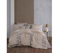 Nuit Des Rêves Set di copertine doppie (200 x 200 cm), 50% cotone, 50% poliestere, beige/grigio/bianco. Include 2 custodie per cuscini (80 x 80 cm). Lavabile in lavatrice a 40 °C