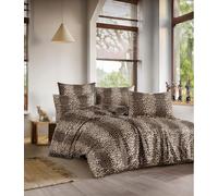 Nuit Des Rêves Set di copertine doppie (200 x 200 cm), marrone e beige, 50% cotone, 50% poliestere, 2 federe (80 x 80 cm), lavabile in lavatrice, 127 thread Count, chiusura a bottone