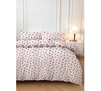 Nuit Des Rêves Set di copertine doppie (200 x 200 cm), rosso e bianco, 50% cotone, 50% poliestere, 2 custodie imbottite (80 x 80 cm), lavabile in lavatrice, 127 thread Count, chiusura a bottone