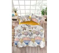 Nuit Des Rêves Set di copertine per trapunta singola (135 x 200 cm), fantasia bianco/grigio/rosa, 65% cotone, 35% poliestere, lavabile in lavatrice, chiusura a bottoni, elegante stampa a pigmenti