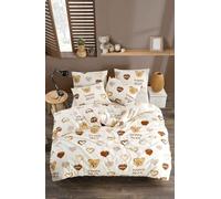 Nuit Des Rêves Set di copertine per trapunta singola (135 x 200 cm), fantasia bianco/grigio/rosa, 65% cotone, 35% poliestere, lavabile in lavatrice, chiusura a bottoni, elegante stampa a pigmenti