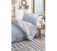 Nuit Des Rêves Set di copertine per trapunta singola, XL, 155 x 200 cm, blu chiaro e grigio, 65% cotone, 35% poliestere, lavabile in lavatrice, 120 thread Count, Button & Envelope Closure