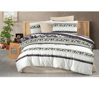Nuit Des Rêves Set di copertine singole XL (155 x 200 cm), 50% cotone, 50% poliestere, bianco/nero/menta, con bottoni Closure Duvet & Envelope Pillowcase | 127 thread Count, lavabile in lavatrice